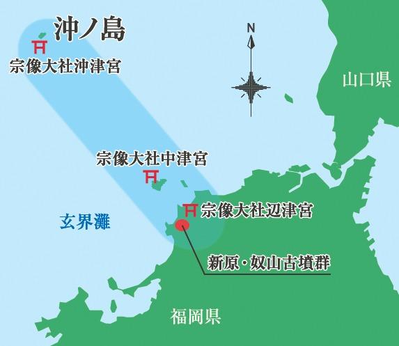 画像：沖ノ島周辺の地図イラスト